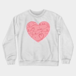 Big cute pink heart with doodle pattern. Crewneck Sweatshirt